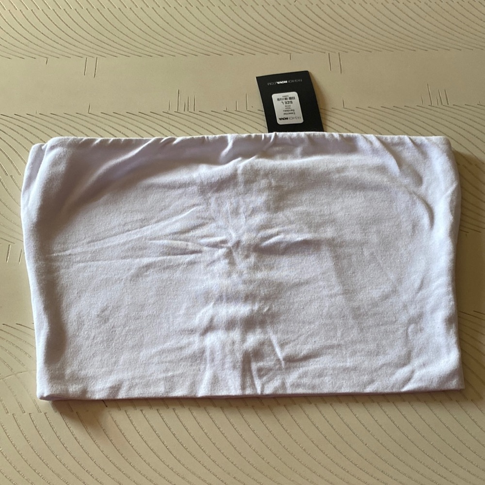Fashion Nova White Essential Cropped Bandeau Size Large